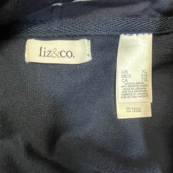 LIZ & CO. NAVY BLUE LONG SLEEVE PULL OVER HOODIE NWT SIZ XL - Picture 6 of 7